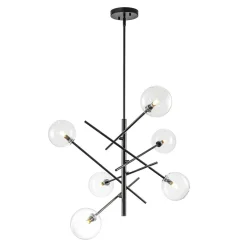 Celestial Glass Globe Sputnik Chandelier - Adjustable Linear Arm
