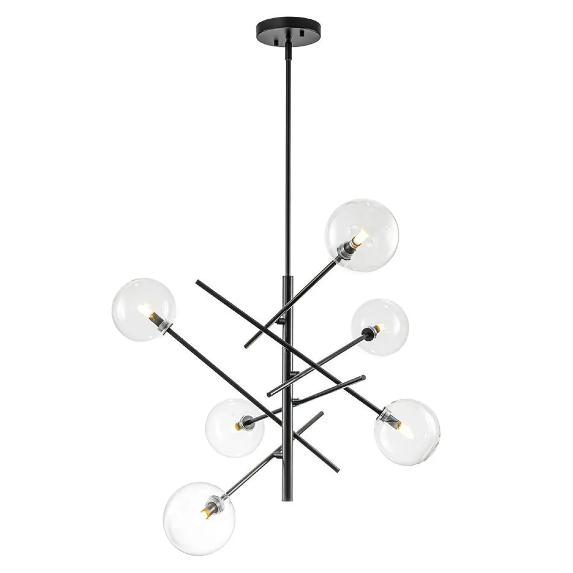 Celestial Glass Globe Sputnik Chandelier - Adjustable Linear Arm