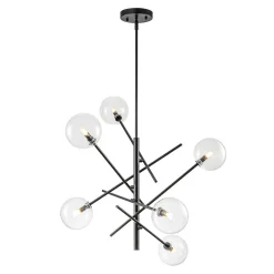 Celestial Glass Globe Sputnik Chandelier - Adjustable Linear Arm
