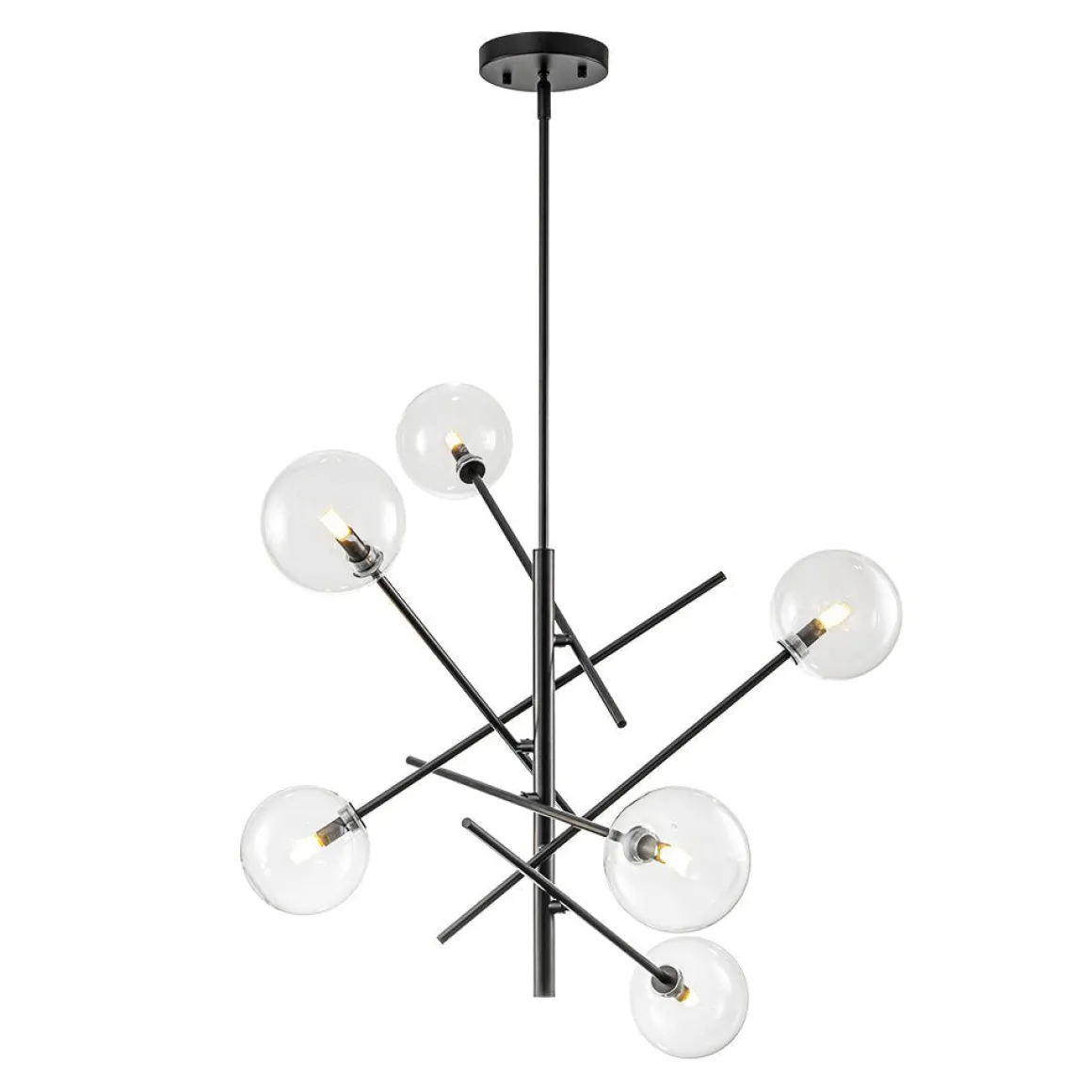 Celestial Glass Globe Sputnik Chandelier - Adjustable Linear Arm