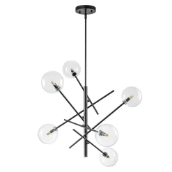Celestial Glass Globe Sputnik Chandelier - Adjustable Linear Arm