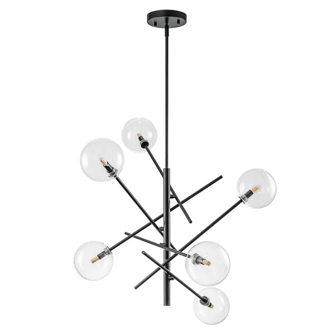 Celestial Glass Globe Sputnik Chandelier - Adjustable Linear Arm