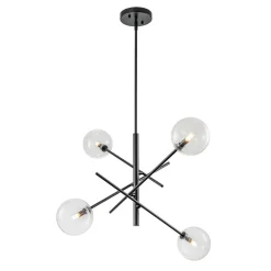 Celestial Glass Globe Sputnik Chandelier - Adjustable Linear Arm