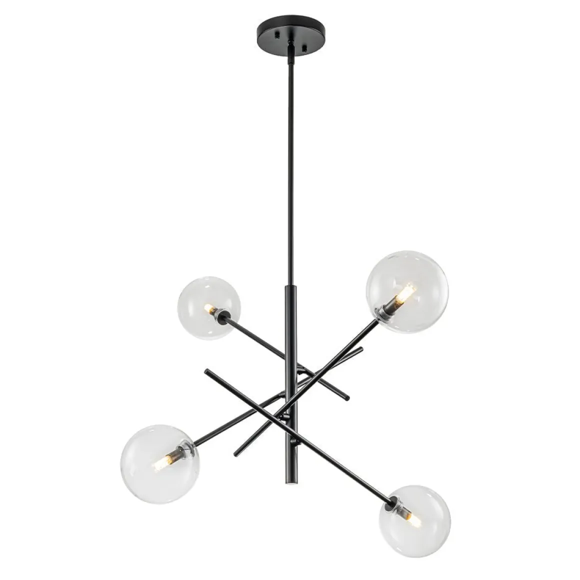 Celestial Glass Globe Sputnik Chandelier - Adjustable Linear Arm