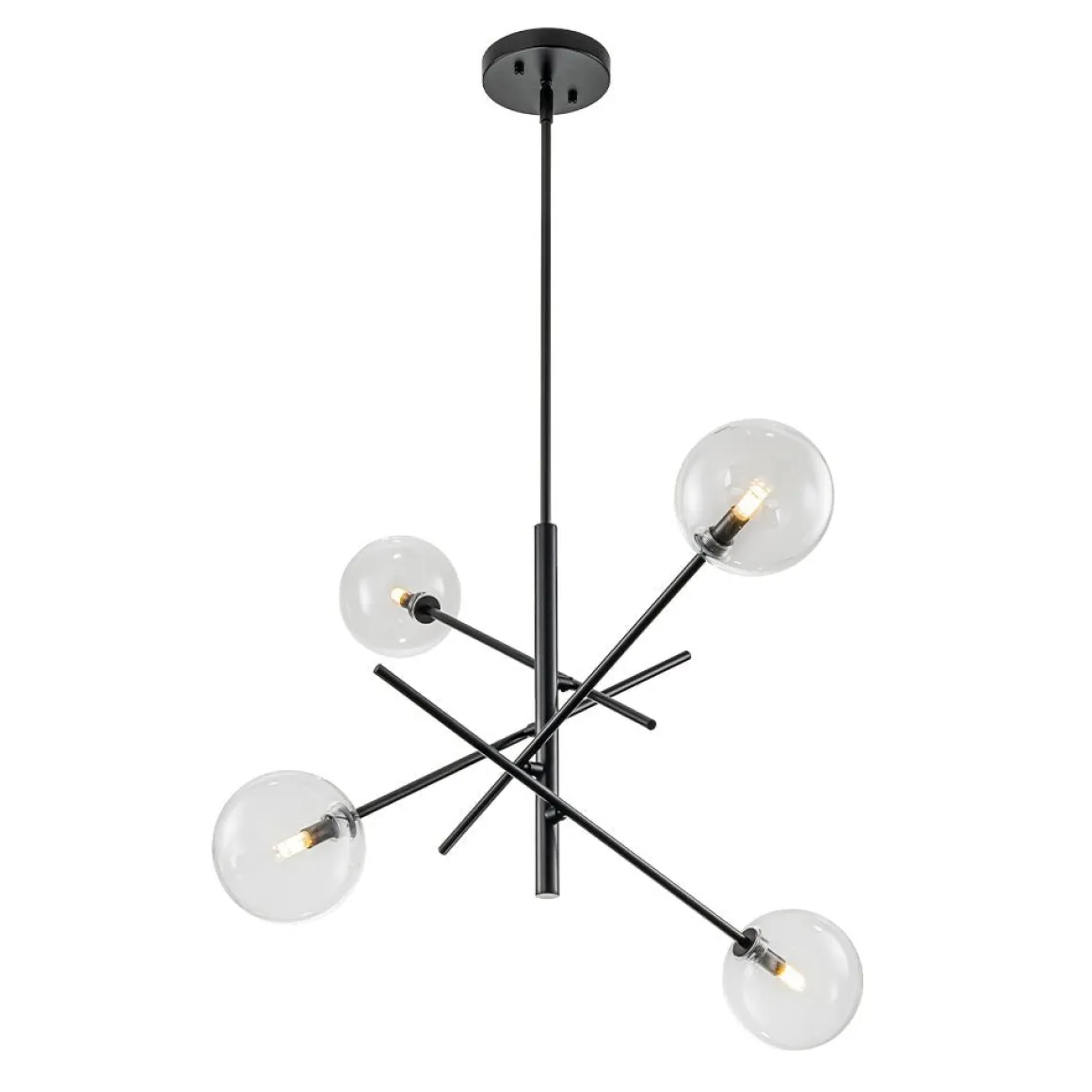 Celestial Glass Globe Sputnik Chandelier - Adjustable Linear Arm