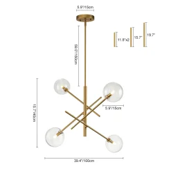 Celestial Glass Globe Sputnik Chandelier - Adjustable Linear Arm