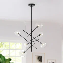 Celestial Glass Globe Sputnik Chandelier - Adjustable Linear Arm