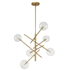 Celestial Glass Globe Sputnik Chandelier - Adjustable Linear Arm