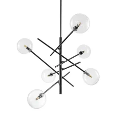 Celestial Glass Globe Sputnik Chandelier - Adjustable Linear Arm