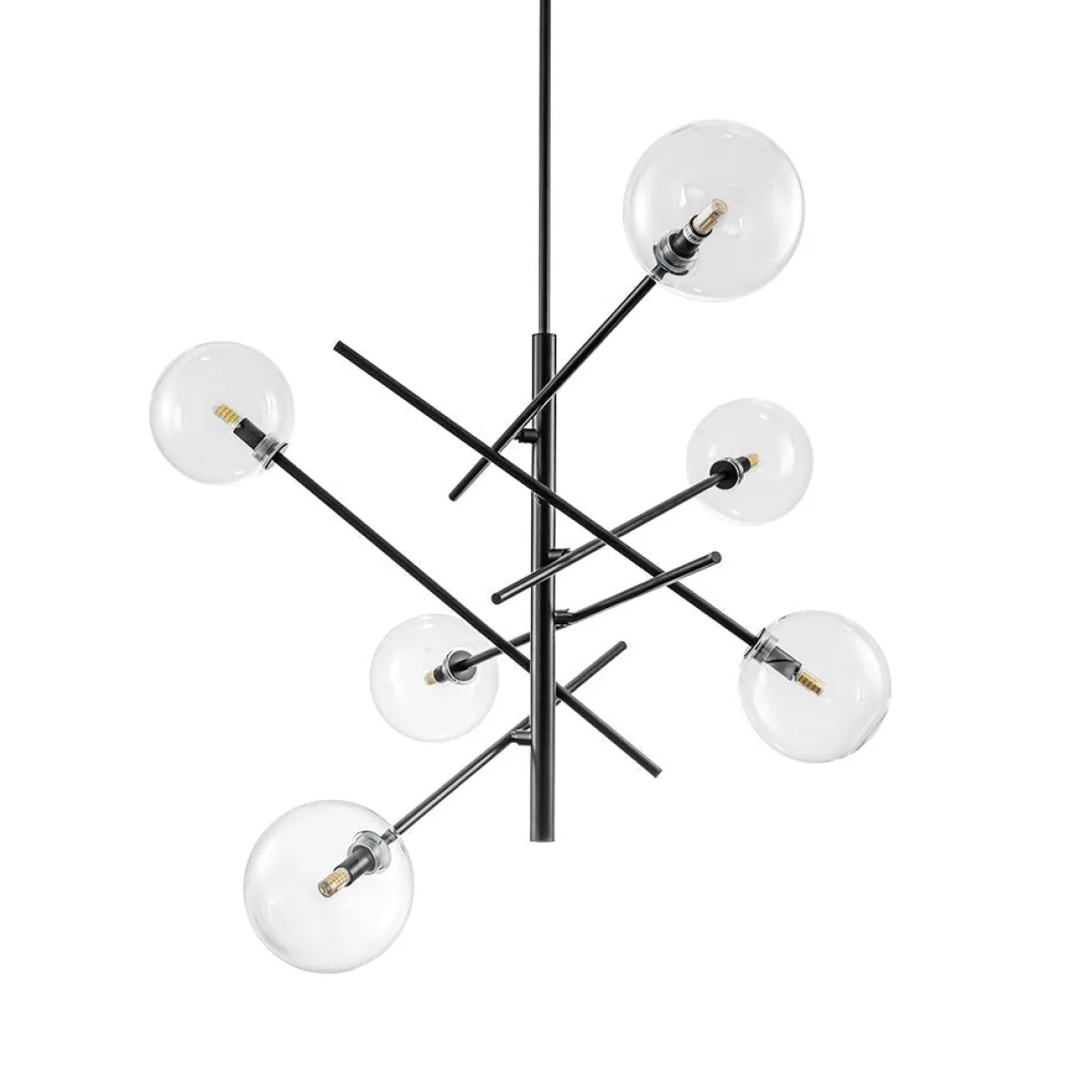 Celestial Glass Globe Sputnik Chandelier - Adjustable Linear Arm
