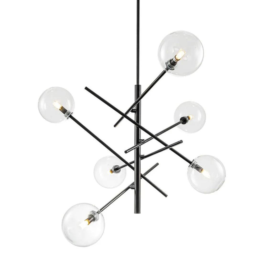 Celestial Glass Globe Sputnik Chandelier - Adjustable Linear Arm