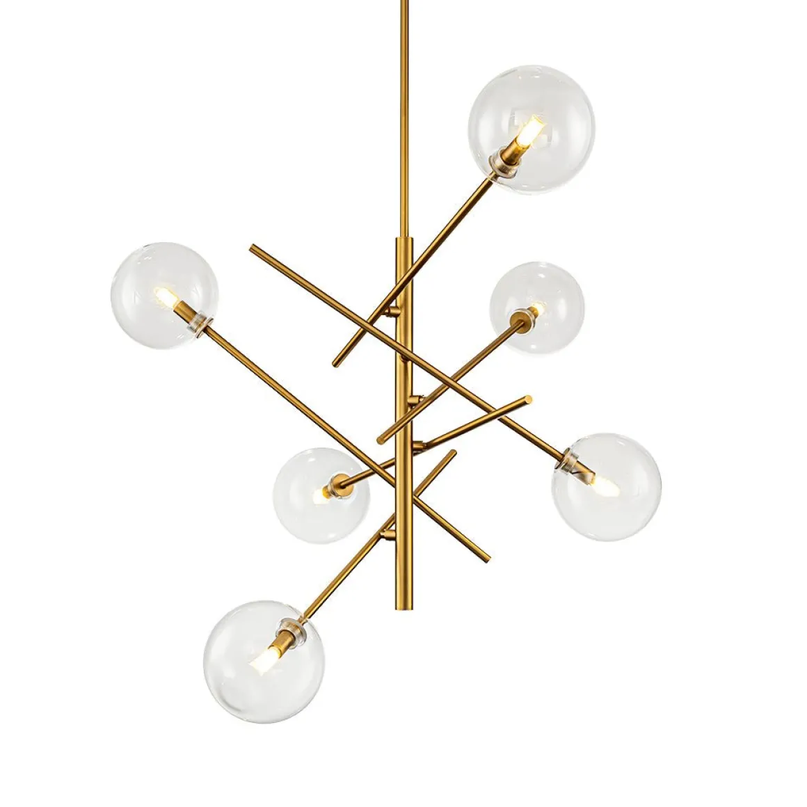 Celestial Glass Globe Sputnik Chandelier - Adjustable Linear Arm