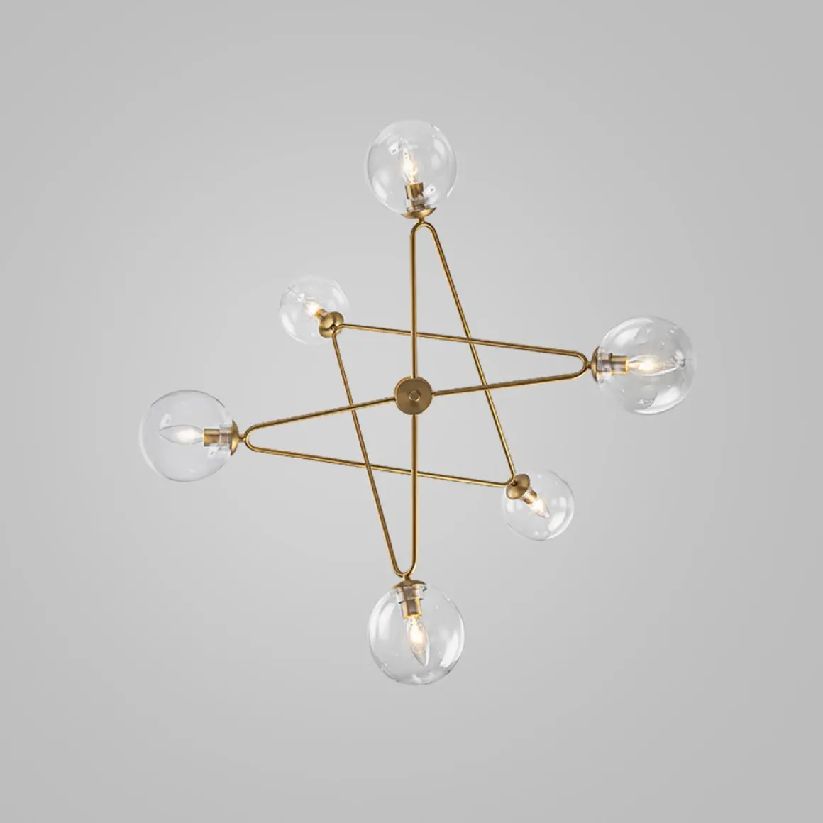 Celestial Glass Globe Staggered Linear Sputnik Chandelier