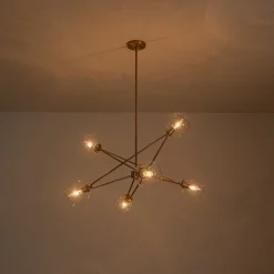Celestial Glass Globe Staggered Linear Sputnik Chandelier