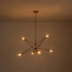 Celestial Glass Globe Staggered Linear Sputnik Chandelier