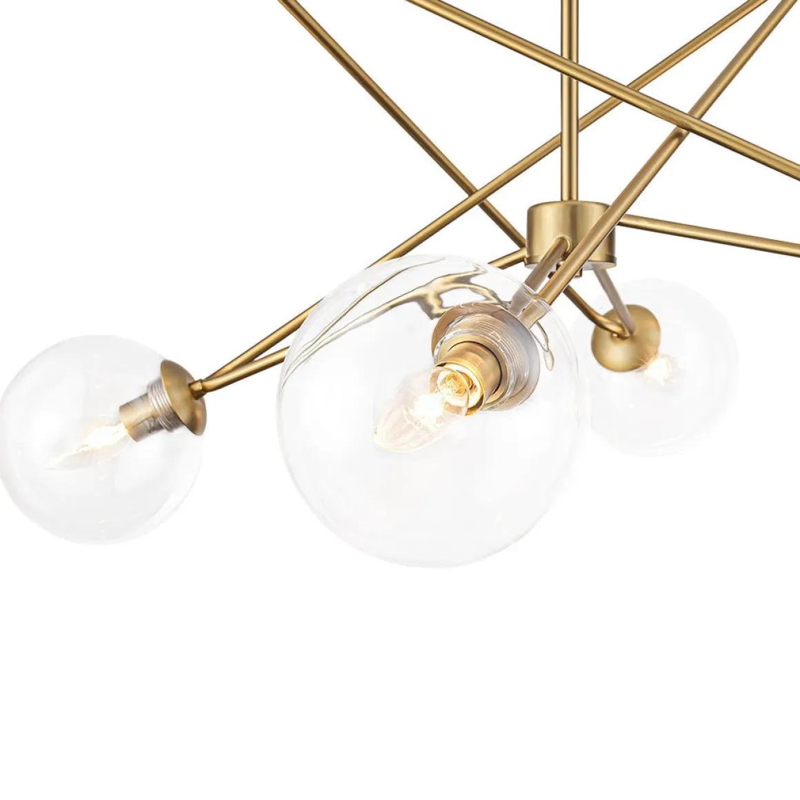 Celestial Glass Globe Staggered Linear Sputnik Chandelier