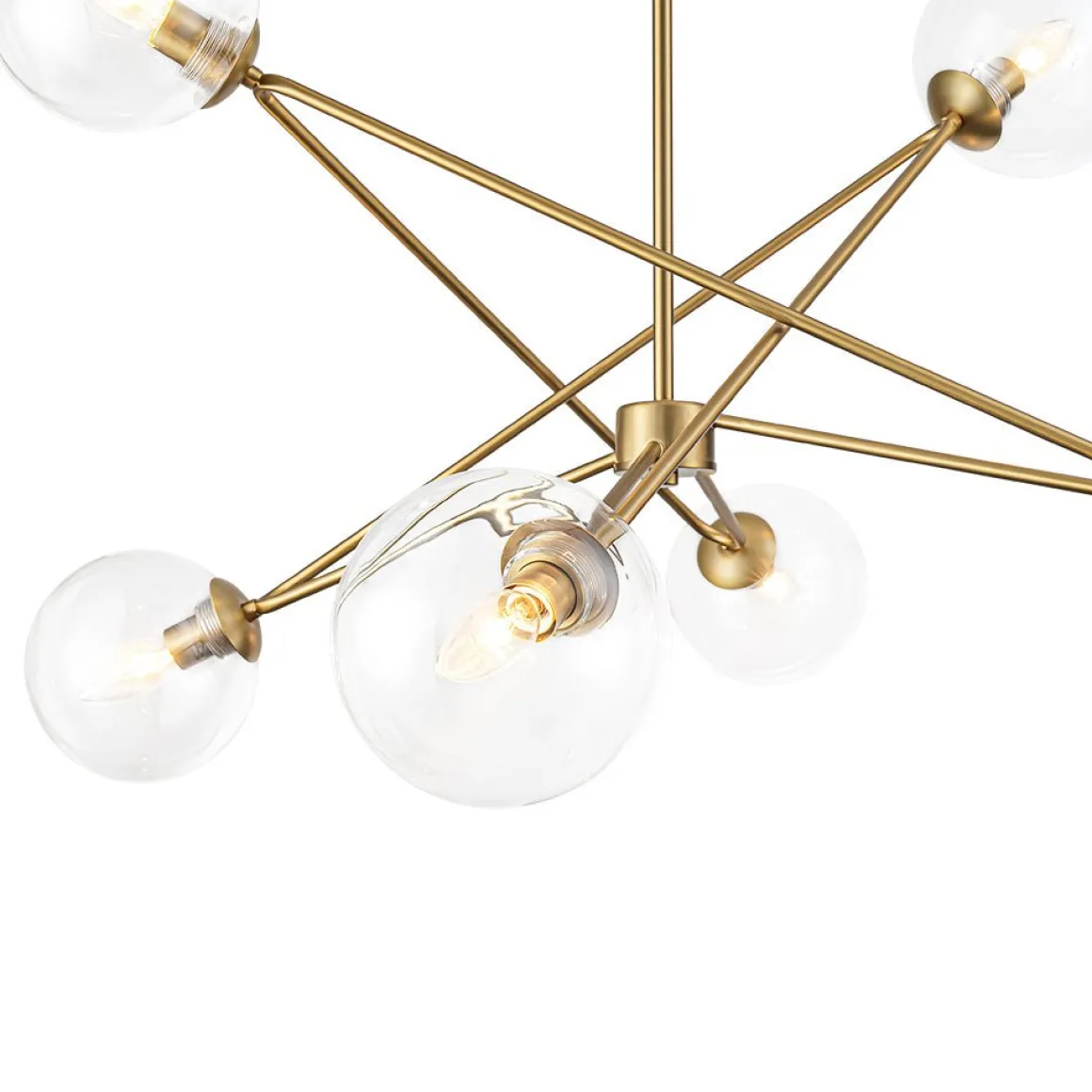 Celestial Glass Globe Staggered Linear Sputnik Chandelier