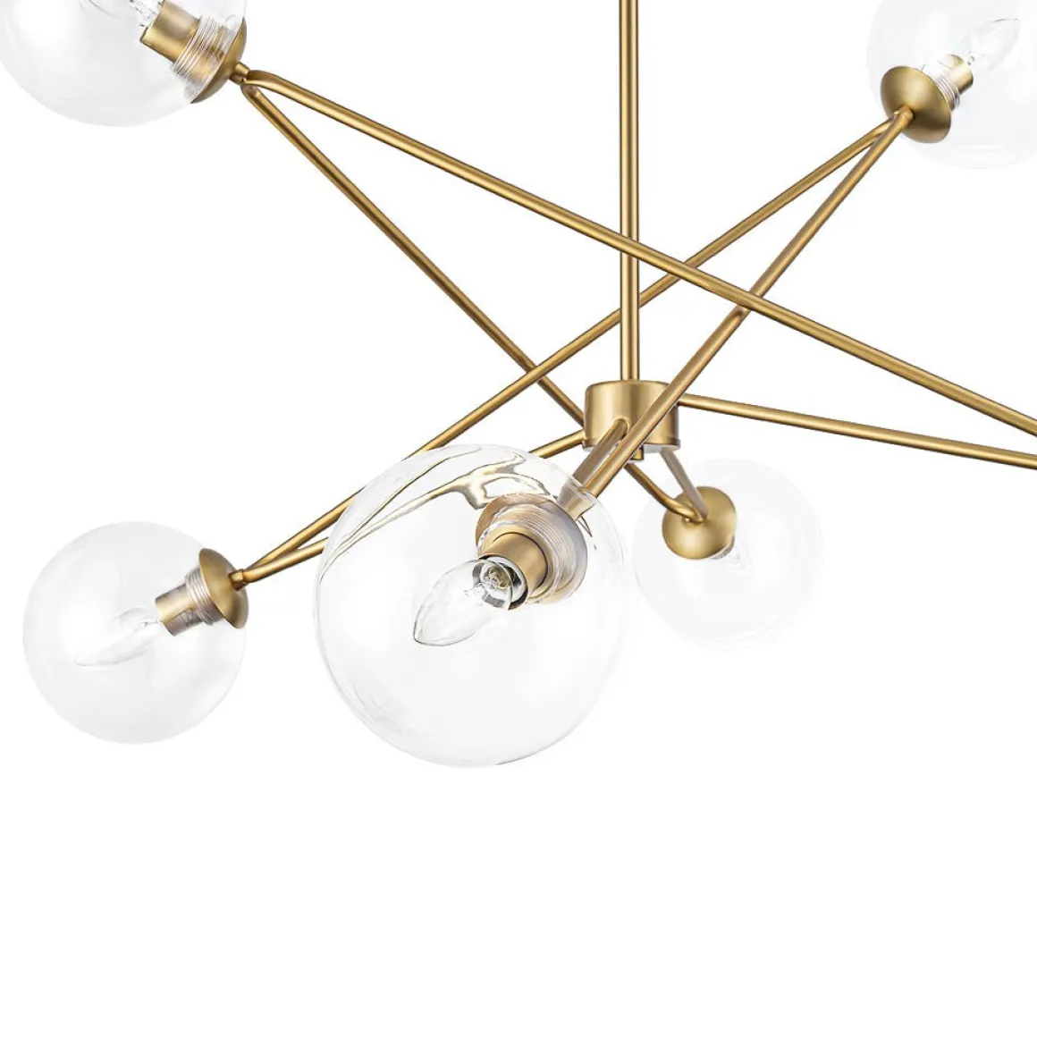 Celestial Glass Globe Staggered Linear Sputnik Chandelier
