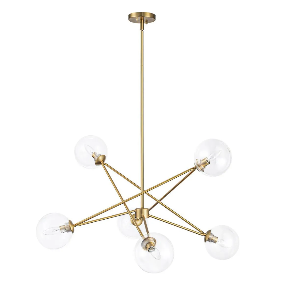 Celestial Glass Globe Staggered Linear Sputnik Chandelier