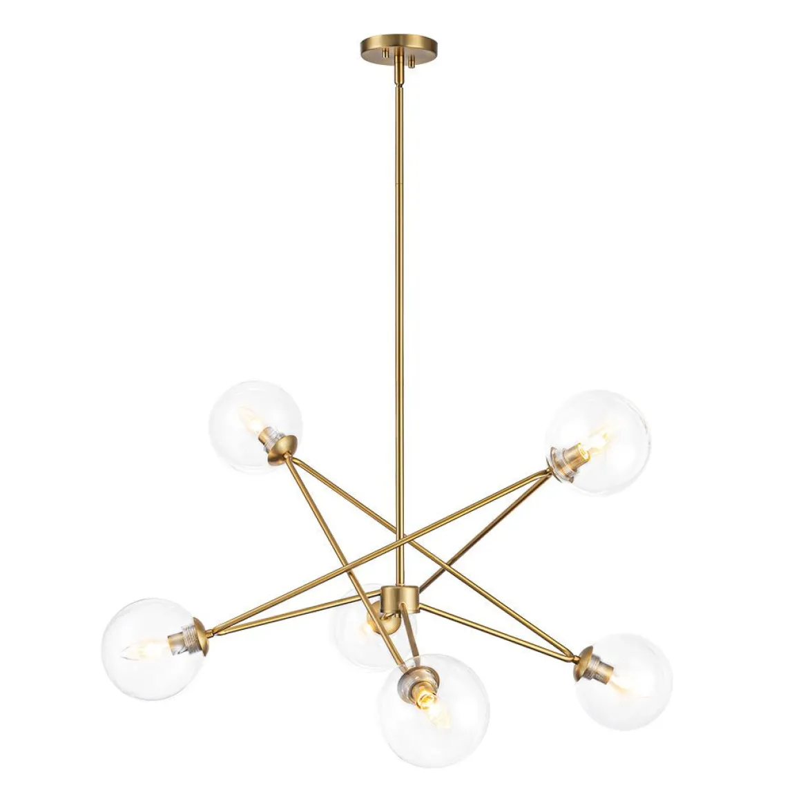 Celestial Glass Globe Staggered Linear Sputnik Chandelier