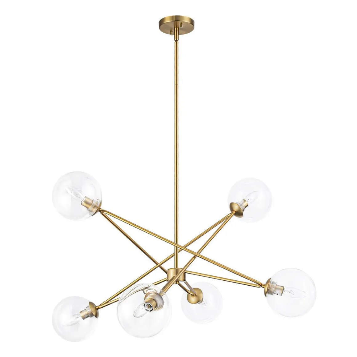 Celestial Glass Globe Staggered Linear Sputnik Chandelier