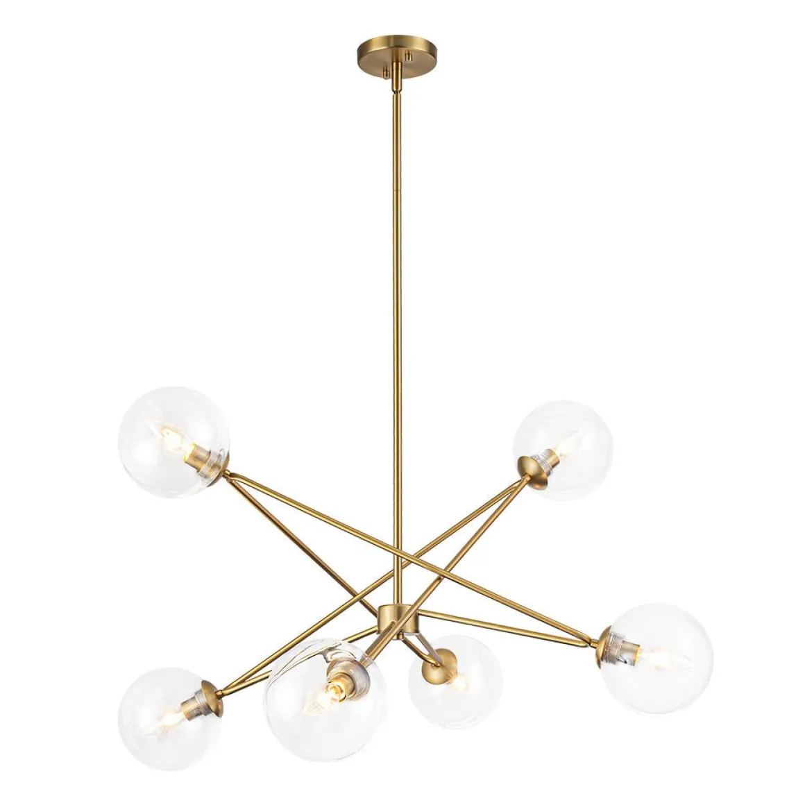 Celestial Glass Globe Staggered Linear Sputnik Chandelier