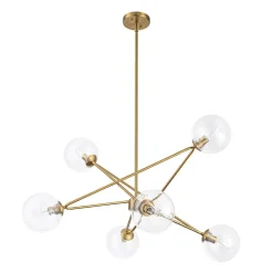Celestial Glass Globe Staggered Linear Sputnik Chandelier