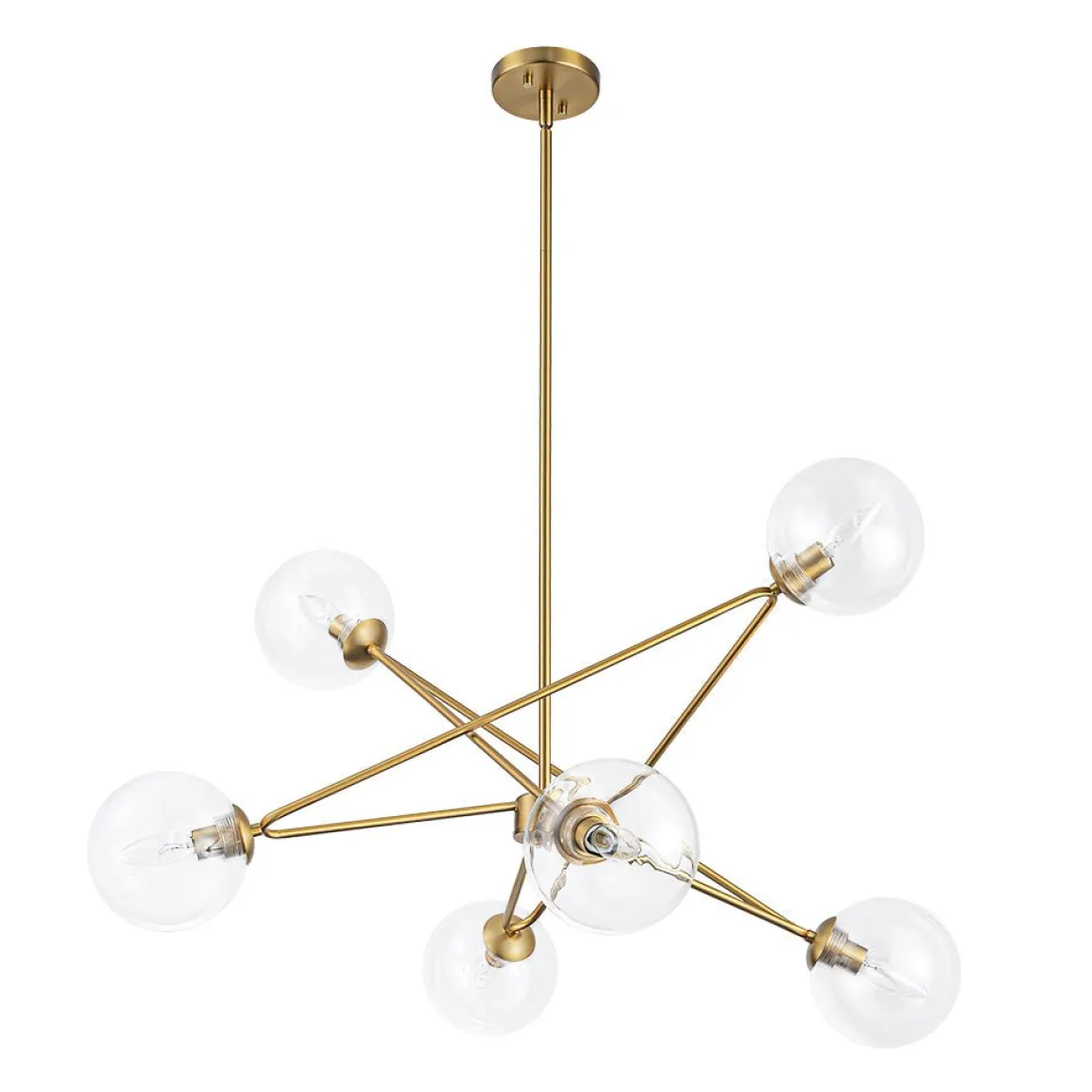 Celestial Glass Globe Staggered Linear Sputnik Chandelier