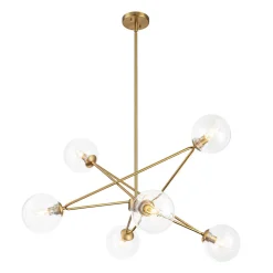 Celestial Glass Globe Staggered Linear Sputnik Chandelier