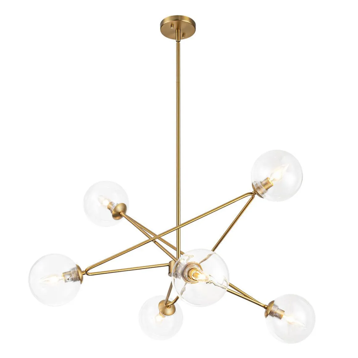 Celestial Glass Globe Staggered Linear Sputnik Chandelier