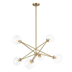 Celestial Glass Globe Staggered Linear Sputnik Chandelier
