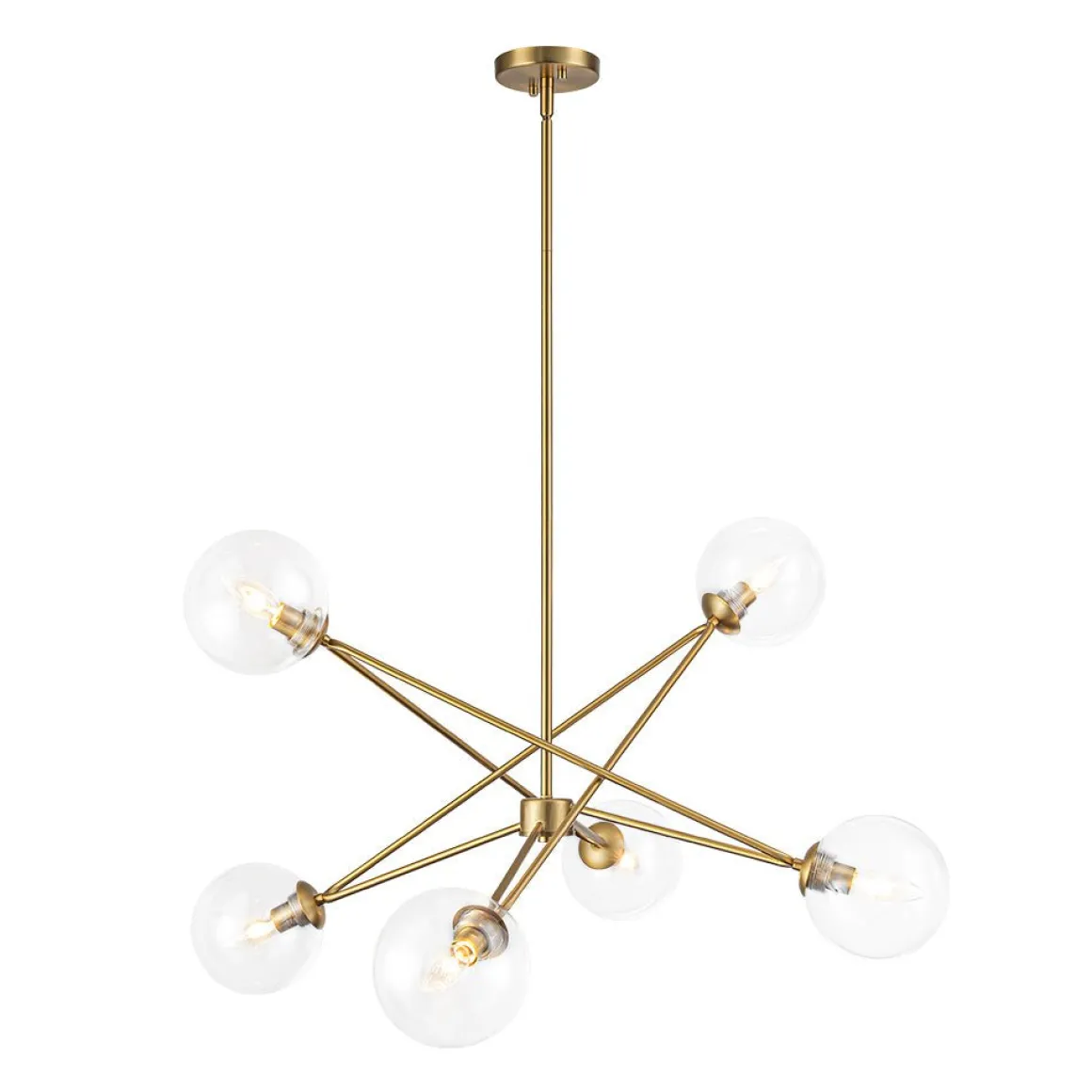 Celestial Glass Globe Staggered Linear Sputnik Chandelier