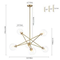 Celestial Glass Globe Staggered Linear Sputnik Chandelier