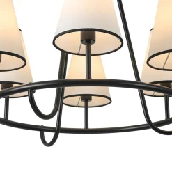 Classic 6-Light Fabric Conical Shade Wheel Chandelier