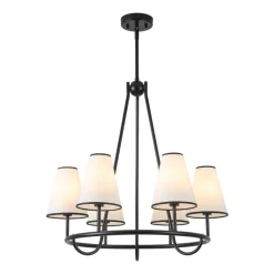 Classic 6-Light Fabric Conical Shade Wheel Chandelier