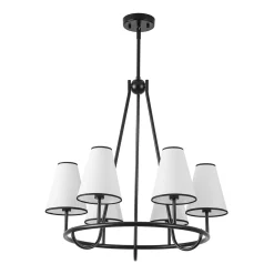 Classic 6-Light Fabric Conical Shade Wheel Chandelier