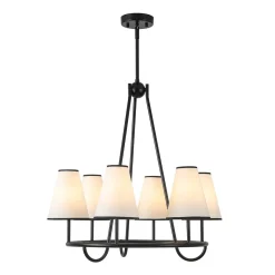 Classic 6-Light Fabric Conical Shade Wheel Chandelier