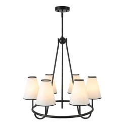 Classic 6-Light Fabric Conical Shade Wheel Chandelier