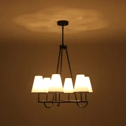 Classic 6-Light Fabric Conical Shade Wheel Chandelier