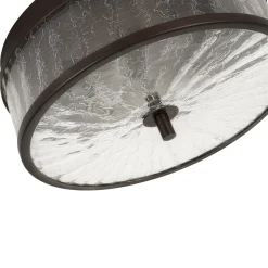 Clear Crackled Glass Drum Flush Mount Light