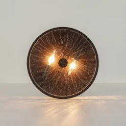 Clear Crackled Glass Drum Flush Mount Light