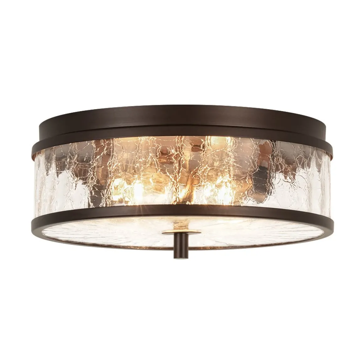 Clear Crackled Glass Drum Flush Mount Light