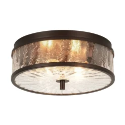 Clear Crackled Glass Drum Flush Mount Light