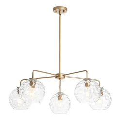 Clear Hammered Glass Globe 5-light Round Sputnik Chandelier