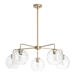 Clear Hammered Glass Globe 5-light Round Sputnik Chandelier