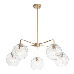 Clear Hammered Glass Globe 5-light Round Sputnik Chandelier