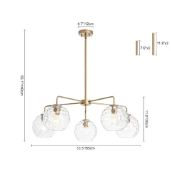 Clear Hammered Glass Globe 5-light Round Sputnik Chandelier