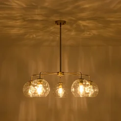 Clear Hammered Glass Globe 5-light Round Sputnik Chandelier
