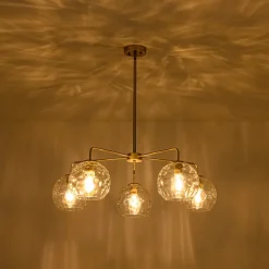 Clear Hammered Glass Globe 5-light Round Sputnik Chandelier