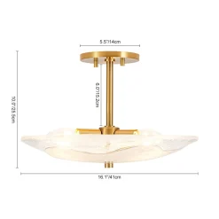 Cloudy Style Textured Glass Shallow Bowl Round Semi Flush Mount